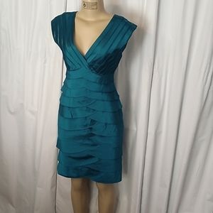 Adrianna Papell peacock blue taffeta cocktail dress - size 8, never worn